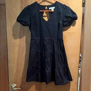 Black tiered mini dress